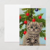 ヴィンテージ猫とクリスマスツリー サンキューカード (正面/裏面)