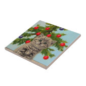 ヴィンテージ猫とクリスマスツリー タイル (側面)