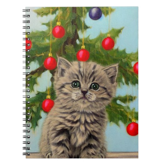 ヴィンテージ猫とクリスマスツリー ノートブック (正面)