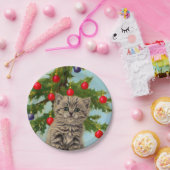 ヴィンテージ猫とクリスマスツリー ペーパープレート (パーティー)