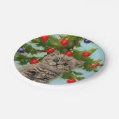 ヴィンテージ猫とクリスマスツリー ペーパープレート (アングル)