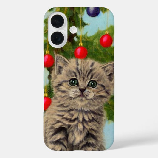 ヴィンテージ猫とクリスマスツリー Case-Mate iPhoneケース (裏面)