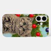 ヴィンテージ猫とクリスマスツリー Case-Mate iPhoneケース (裏面 (横))