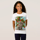 ヴィンテージ猫とクリスマスツリー Tシャツ (正面フル)