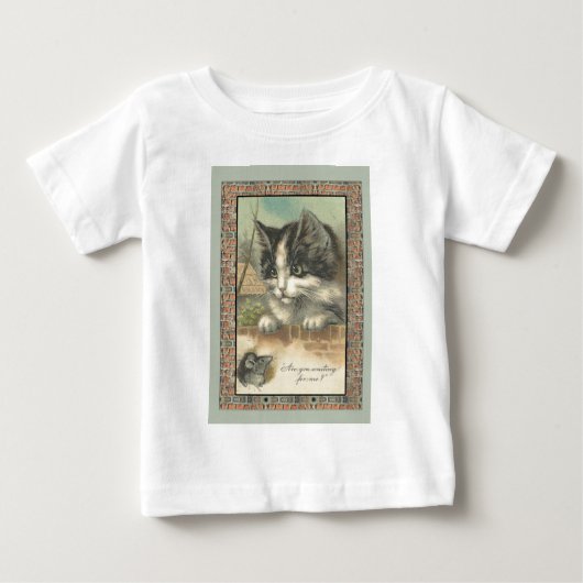 ヴィンテージ猫とネズミが待ってるのか？ ベビーTシャツ (正面)
