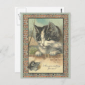 ヴィンテージ猫とネズミが待ってるのか? ポストカード (正面/裏面)