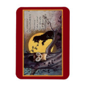 ヴィンテージ猫とフクロウ マグネット (縦)