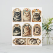 ヴィンテージ猫と子ネコラベル (スタンド正面)