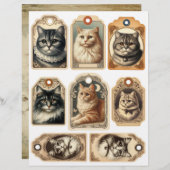 ヴィンテージ猫と子ネコラベル (正面/裏面)