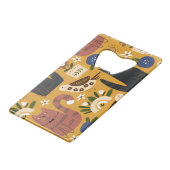 ヴィンテージ猫と鳥、手描き。 クレジットカード栓抜き (裏面アングル)