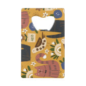 ヴィンテージ猫と鳥、手描き。 クレジットカード栓抜き (裏面)