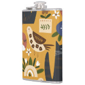 ヴィンテージ猫と鳥、手描き。 フラスク (左)