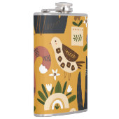 ヴィンテージ猫と鳥、手描き。 フラスク (右)