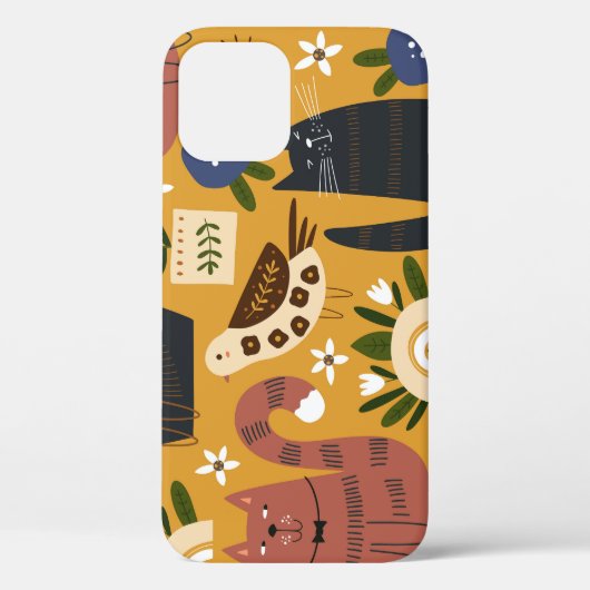 ヴィンテージ猫と鳥、手描き。 Case-Mate iPhoneケース (裏面)