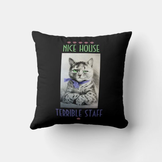 ヴィンテージ猫にスタッフのWainの芸術の引用文があります クッション (裏面)