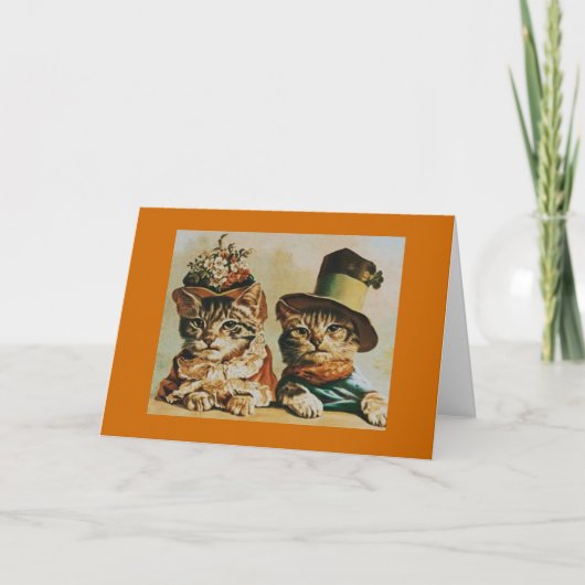 ヴィンテージ猫のカップル記念日 カード (正面)
