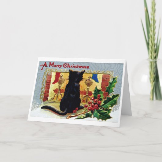 ヴィンテージ猫のクリスマスカード シーズンカード (正面)