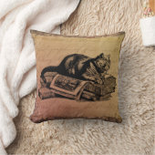 ヴィンテージ猫のコラージュ猫及び本のグランジな背景 クッション (ブランケット)