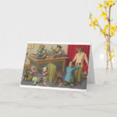 ヴィンテージ猫のテーラー店のメッセージカード カード (黄色い花)