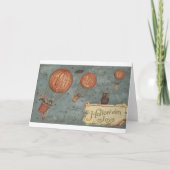 ヴィンテージ猫のハロウィンの挨拶状 カード (正面)