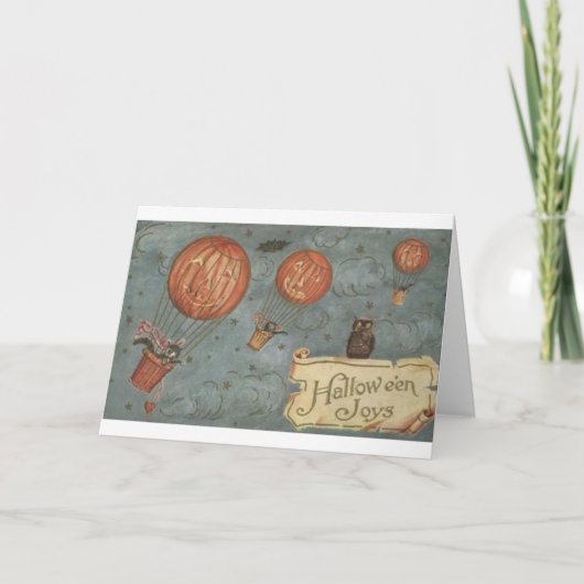 ヴィンテージ猫のハロウィンの挨拶状 カード (正面)