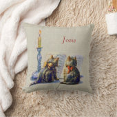 ヴィンテージ猫のパーソナライズなクリスマスの枕 クッション (ブランケット)