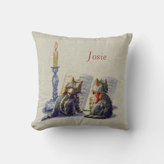 ヴィンテージ猫のパーソナライズなクリスマスの枕 クッション (正面)