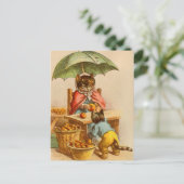 ヴィンテージ猫のフルーツスタンドはがき|過去記事 ポストカード (スタンド正面)