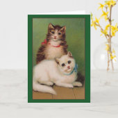 ヴィンテージ猫のメッセージカード カード (黄色い花)