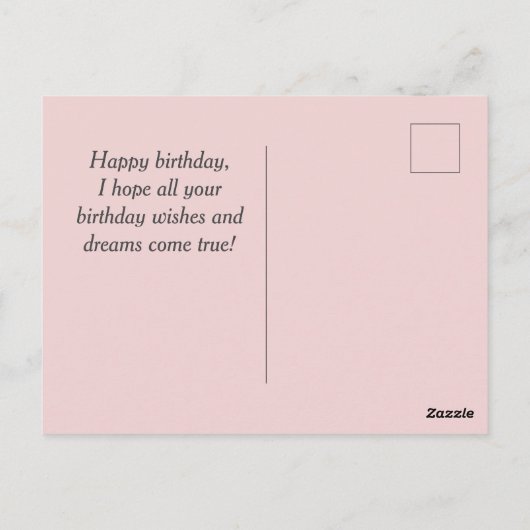 ヴィンテージ猫のリボンとハッピーバースデー ポストカード (裏面)