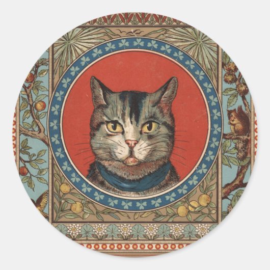 ヴィンテージ猫の命と子ネコクラシックの ラウンドシール (正面)