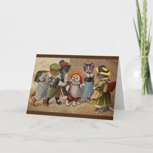 ヴィンテージ猫の授業日のメッセージカード カード (正面)