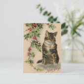 ヴィンテージ猫の新年クリスマスポストカード シーズンポストカード (スタンド正面)