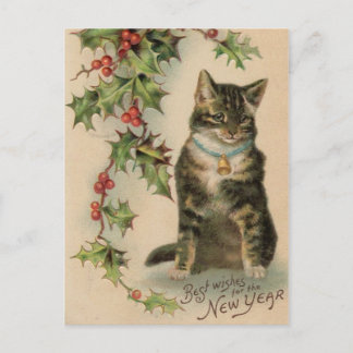 ヴィンテージ猫の新年クリスマスポストカード シーズンポストカード