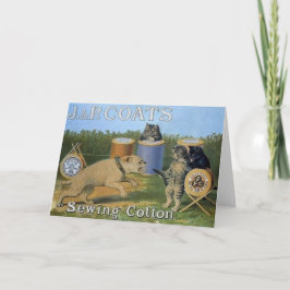 ヴィンテージ猫の裁縫の綿の広告のメッセージカード カード