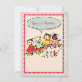 ヴィンテージ猫の誕生日会への招待 招待状 (裏面)