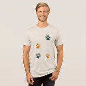 ヴィンテージ猫の足跡 – レトロ猫の足跡 トライブレンドＴシャツ (正面全面)