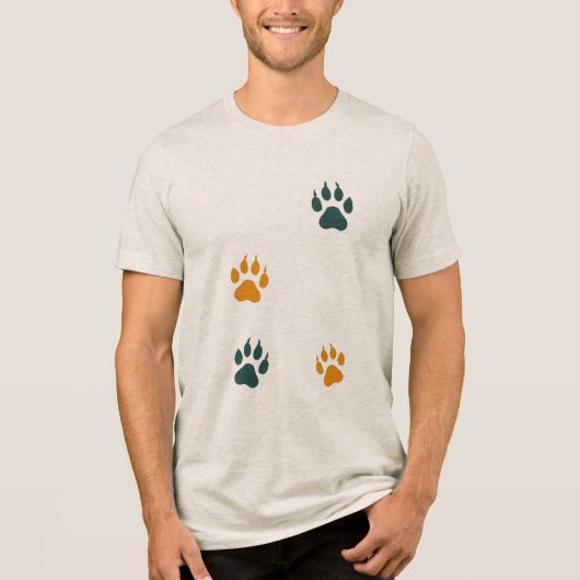 ヴィンテージ猫の足跡 – レトロ猫の足跡 トライブレンドＴシャツ (正面)