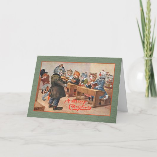 ヴィンテージ猫のChristmaの挨拶状、アーサーThiele シーズンカード (正面)