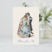 ヴィンテージ猫アートの結婚記念日招待状 招待状 (スタンド正面)