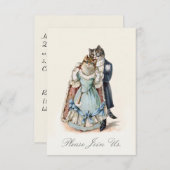 ヴィンテージ猫アートの結婚記念日招待状 招待状 (正面/裏面)