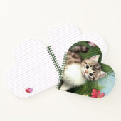 ヴィンテージ猫イラストレーションと赤い花 ノートブック (内部)