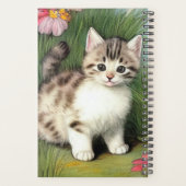 ヴィンテージ猫イラストレーションと赤い花 プランナー手帳 (裏面)
