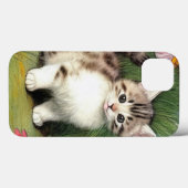ヴィンテージ猫イラストレーションと赤い花 Case-Mate iPhoneケース (裏面 (横))