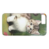 ヴィンテージ猫イラストレーションと赤い花 Case-Mate iPhoneケース (裏面(横))