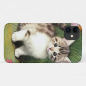 ヴィンテージ猫イラストレーションと赤い花 Case-Mate iPhoneケース (裏面(横))