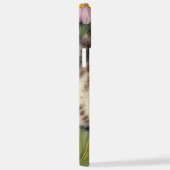 ヴィンテージ猫イラストレーションと赤い花 iPhoneケース (右側面)