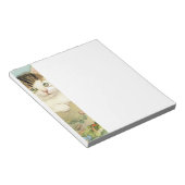 ヴィンテージ猫イラストレーションピンク色の花 ノートパッド (アングル)