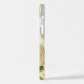 ヴィンテージ猫イラストレーションピンク色の花 iPhoneケース (左側面)