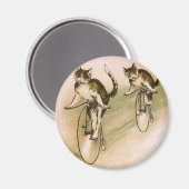 ヴィンテージ猫オンバイク マグネット (正面/裏面)